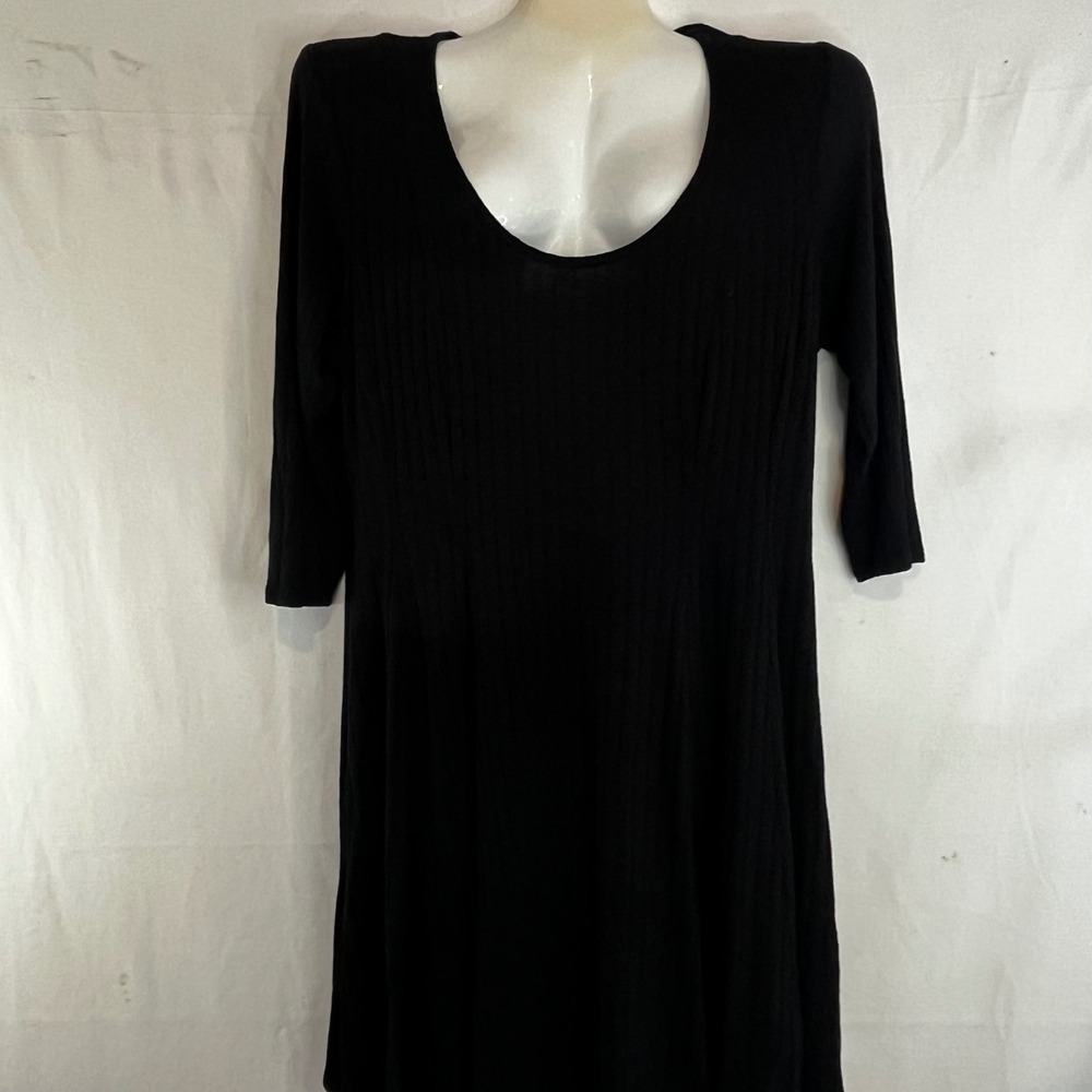 Torrid Black Ribbed Knit Skater Dress Scoop Neck 3/4 Sleeve Plus Size 2 2X